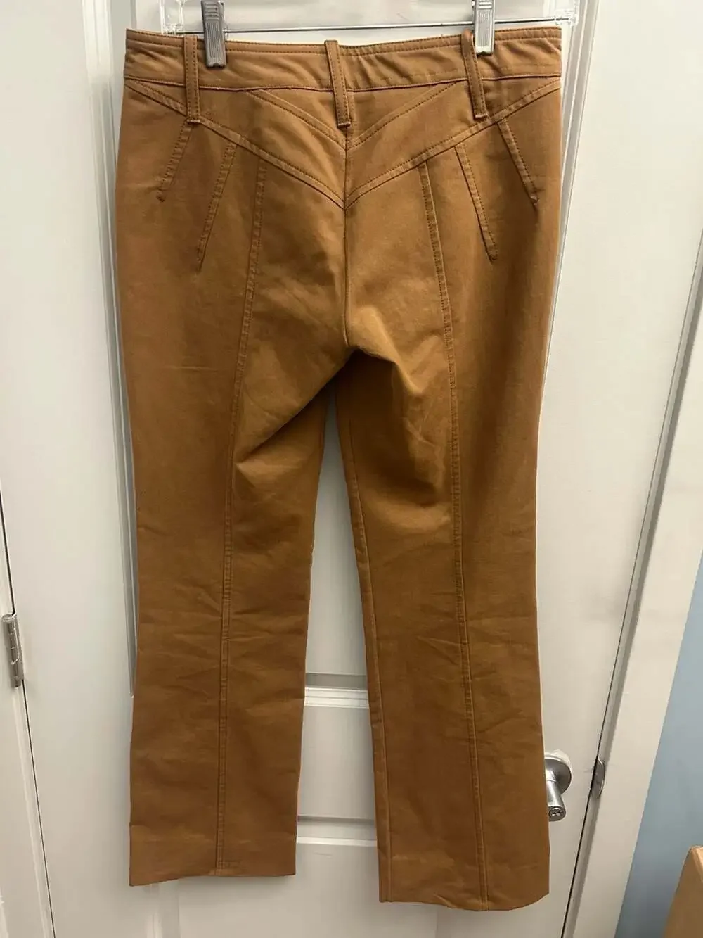 Pinko Brown Cotton Blend Structured Flare Trousers